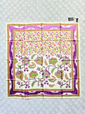 NWT Jim Thompson 100% Thai Silk Scarf Square Floral Paisley Hand rolled 35x35"